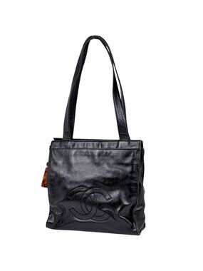 Chanel CC Logo Tote Leather Black